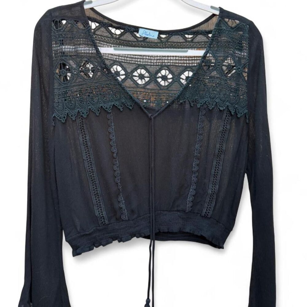 Abbeline Black Boho Blouse Top